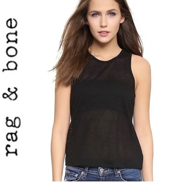 Rag & Bone / JEAN The Atlantis Perforated Tank In Black (101) - Picture 3 of 7
